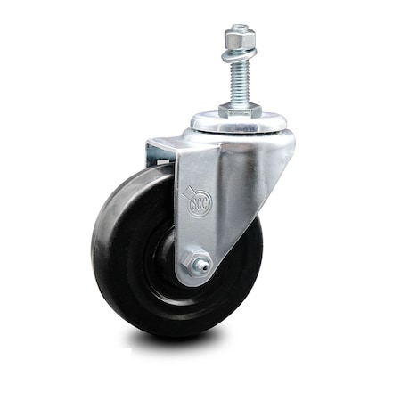 Service Caster 4 Inch Hard Rubber Wheel Swivel 3/8 Inch Threaded Stem Caster SCC-TS20S414-HRS-381615